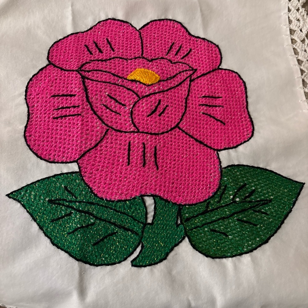 Pink Floral Embroidered Fabric